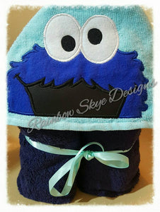 Blue and Red Monster Hooded Towel