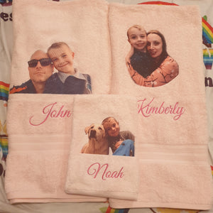 Real life loved ones photo towel sets