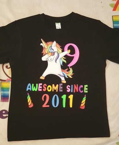 Unicorn Dabbing Birthday Tee