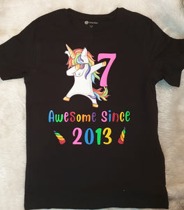 Unicorn Dabbing Birthday Tee