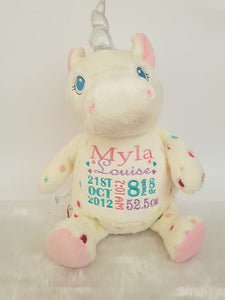 White spotty coloured Unicorn Teddy