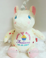 White spotty coloured Unicorn Teddy
