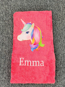 Rainbow head Unicorn Towel Set