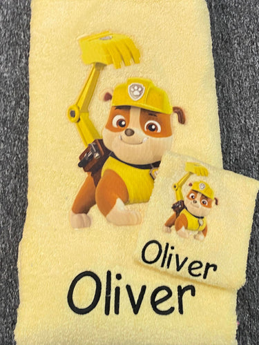 Rubble  paw patrol towel/towel set