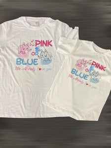 pink or blue pregnant announcement t-shirt