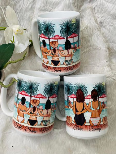 Best Friends Pool Side Scene MUGS