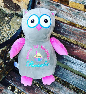 Hooty lou Pink/Grey  Owl Teddy