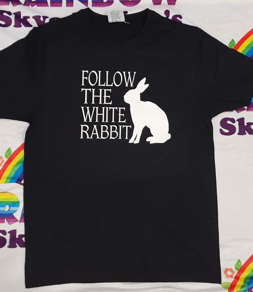 Follow the white rabbit mens tshirt