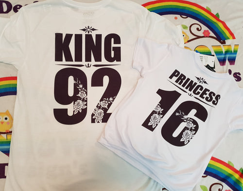 King and Princess rose set tshirt