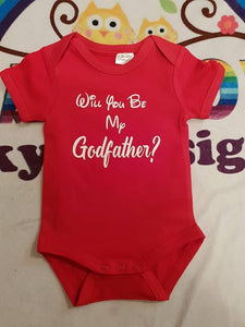 will you be my godfather baby suit
