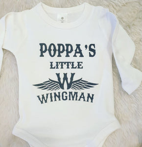 Poppas, Grandad, dad Little Wingman Baby Onesie