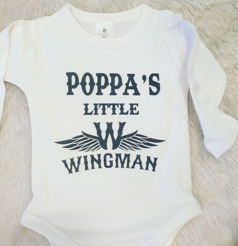 Poppas, Grandad, dad Little Wingman Baby Onesie