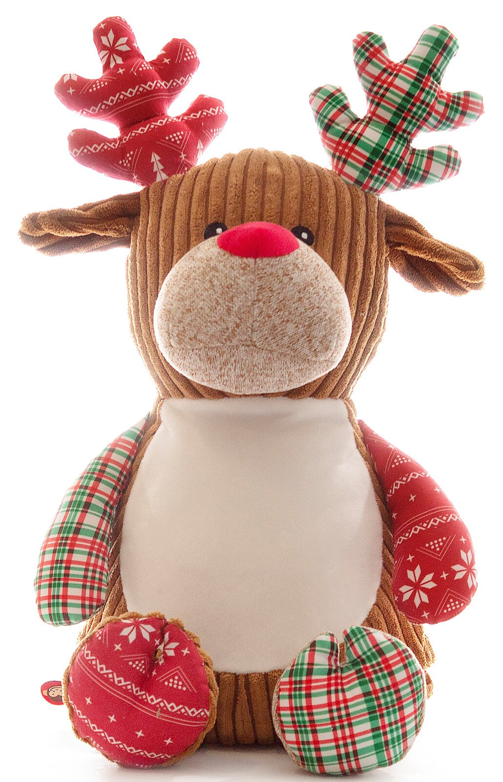 Harlequin Christmas Deer red/green teddy