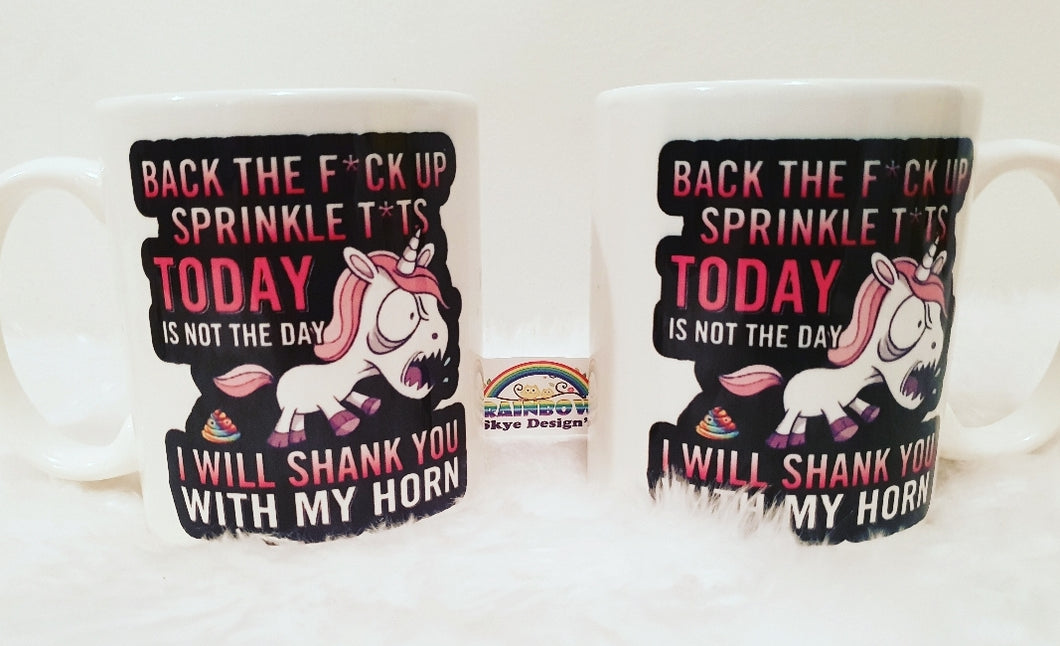 Back up unicorn sprinkle coffee mug