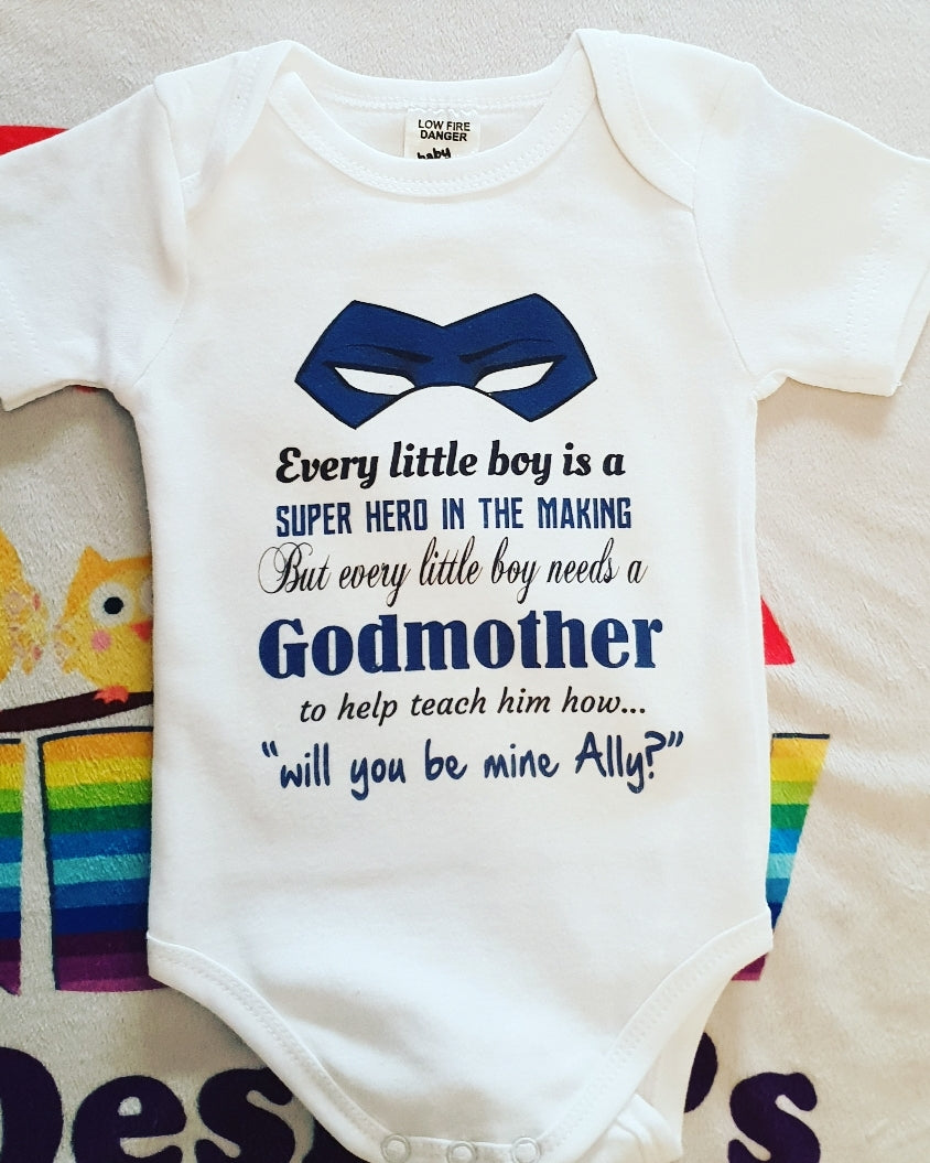 Will you be my godmother? Baby suit