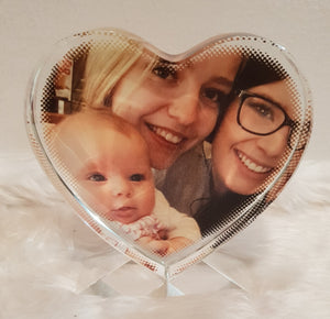 Glass Crystal Photo Block stand Personalised