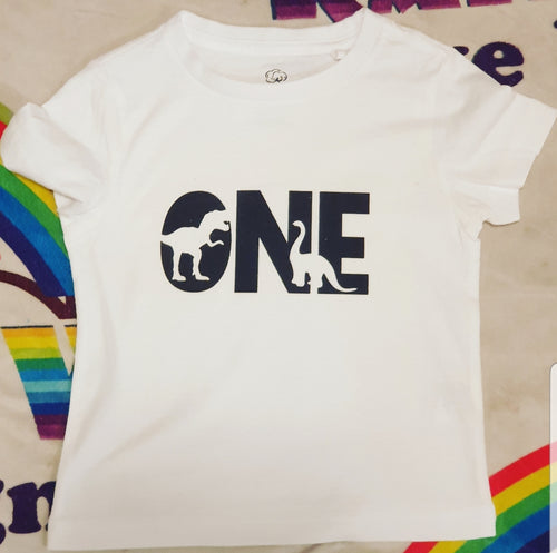 Dinosaur one birthday t-shirt
