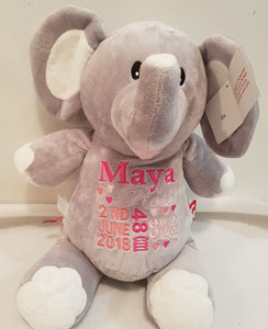 Elle the Elephant Pink,Blue, Purple,Grey