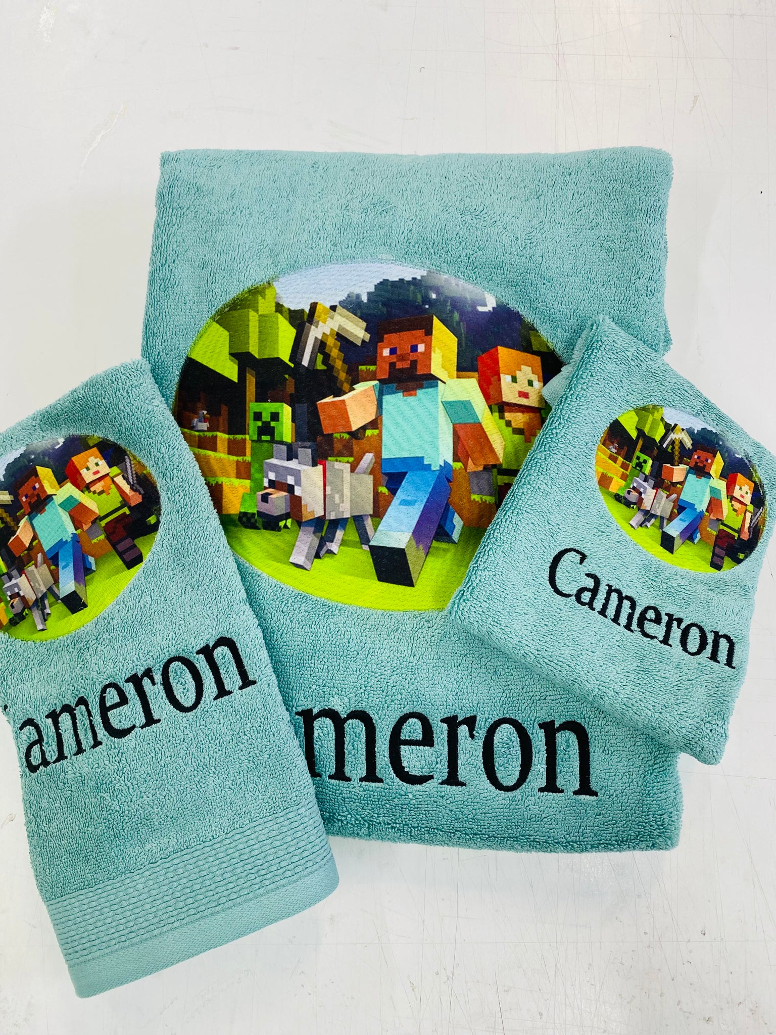 Minecraft Personalised towel – Rainbow Skye Designs