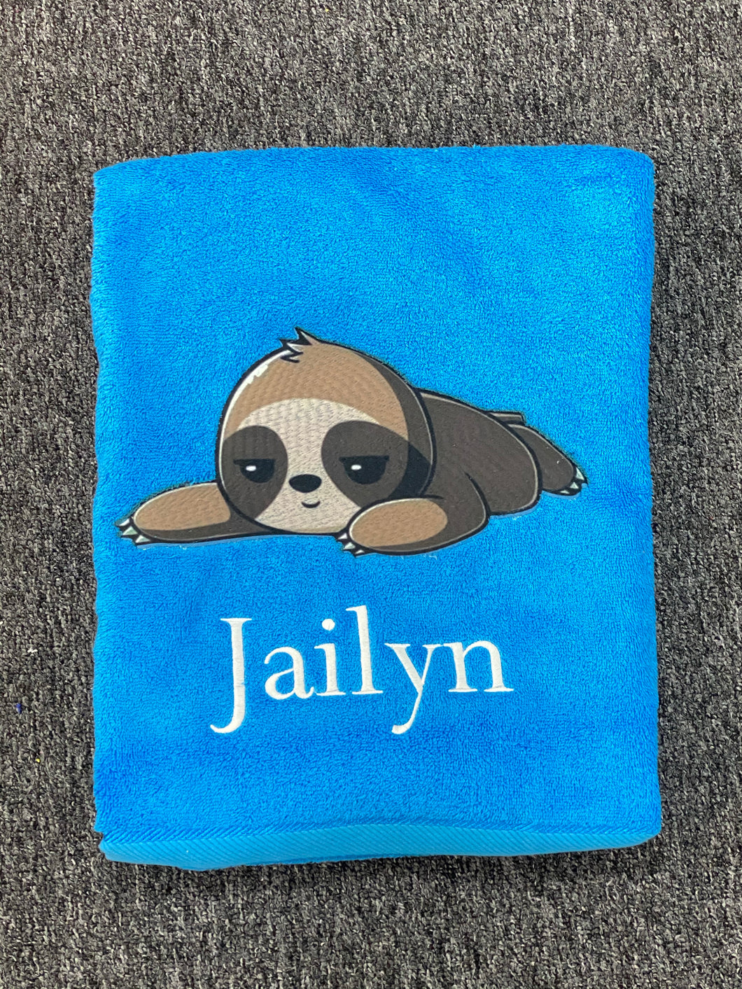 Sloth Personalised towel set
