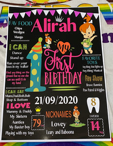 Flintstones bam bam /pebbles  Birthday milestone  frames