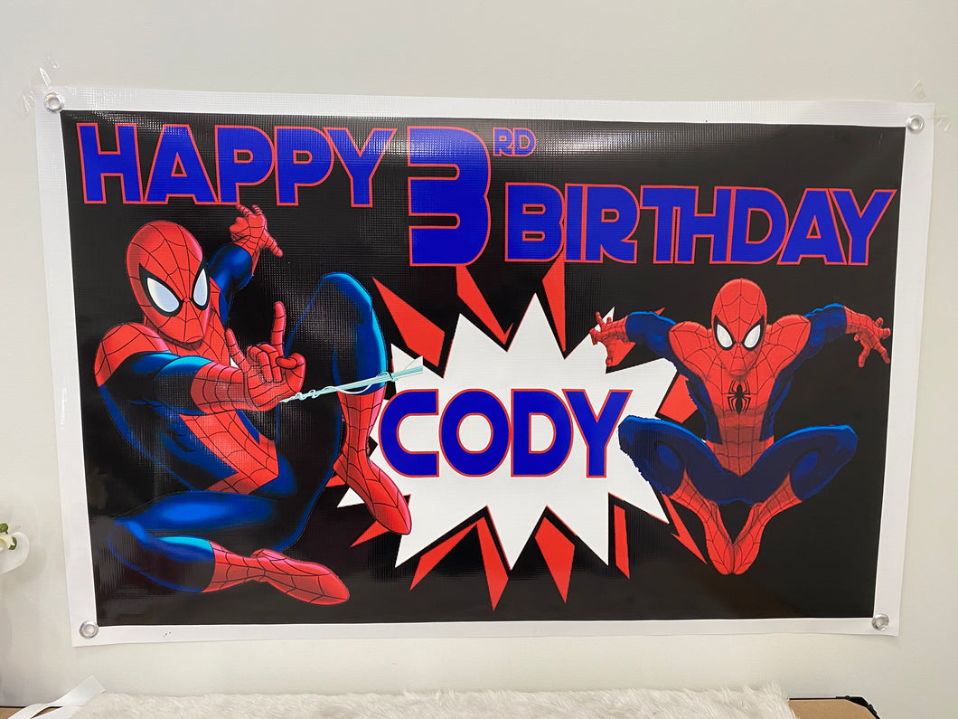 Spiderman birthday banner/backdrop