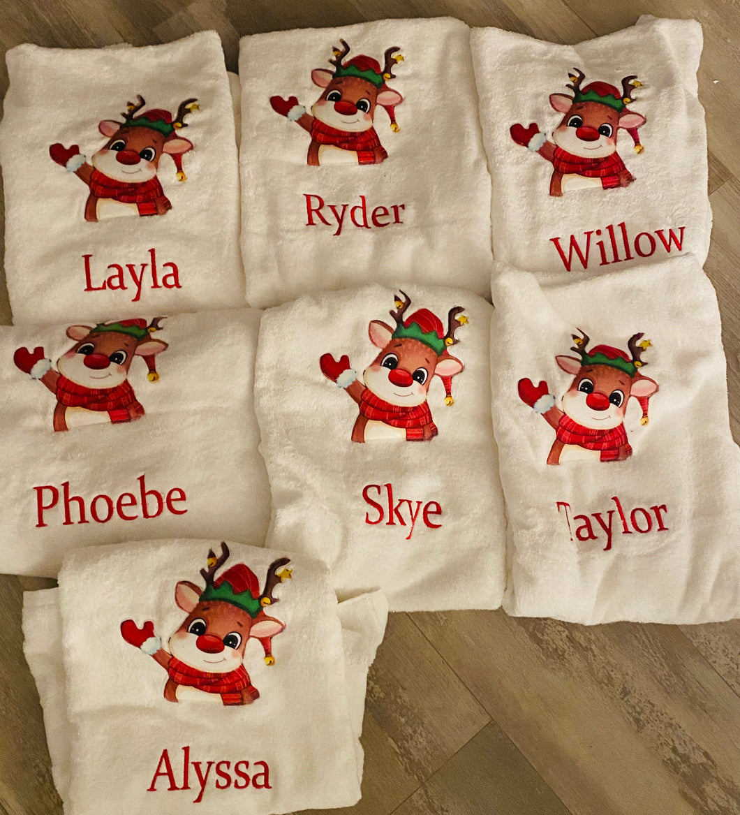 Xmas reindeer towel