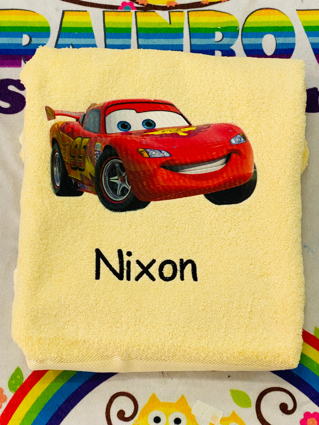 Cars lighting McQueen personalised towel set