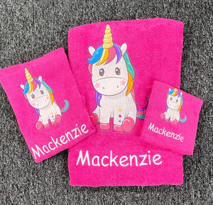 Rainbow unicorn Towel Set