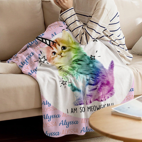 Unicorn cat custom Blanket