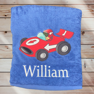 Race car cartoon towel set