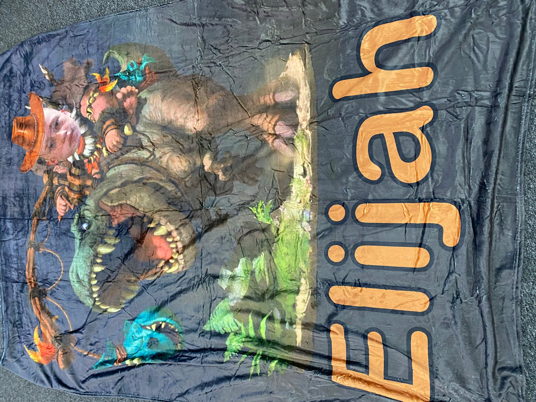 Riding dinosaur face  Custom Blanket