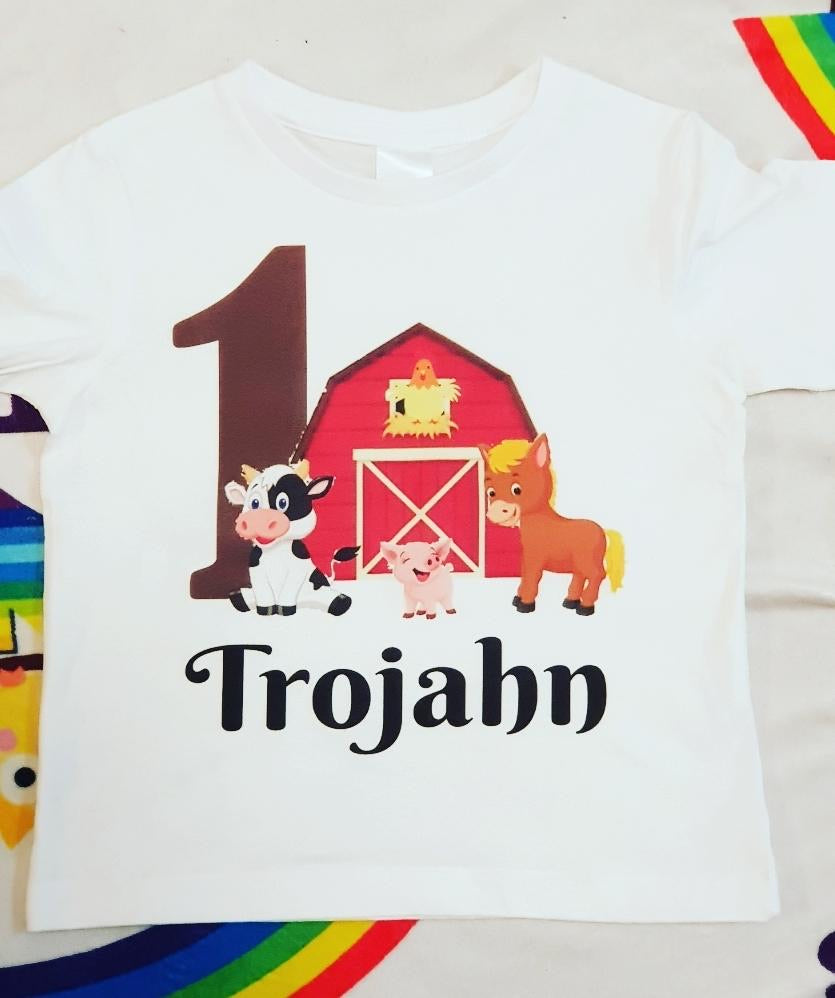 Farm Bahn animal birthday tshirt