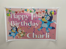 Bluey pink birthday banner/backdrop