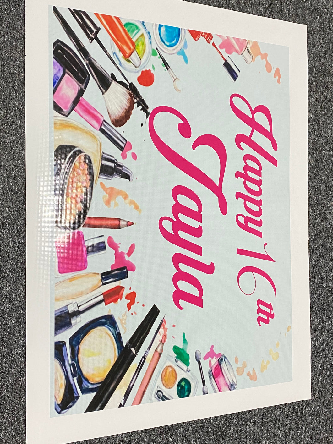 Makeup teen birthday banner/backdrop
