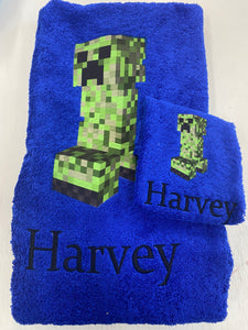 Minecraft creeper Personalised towel