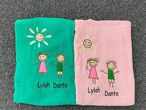Stick figure towel set