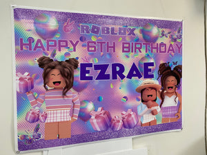 Roblox girl birthday banner/backdrop