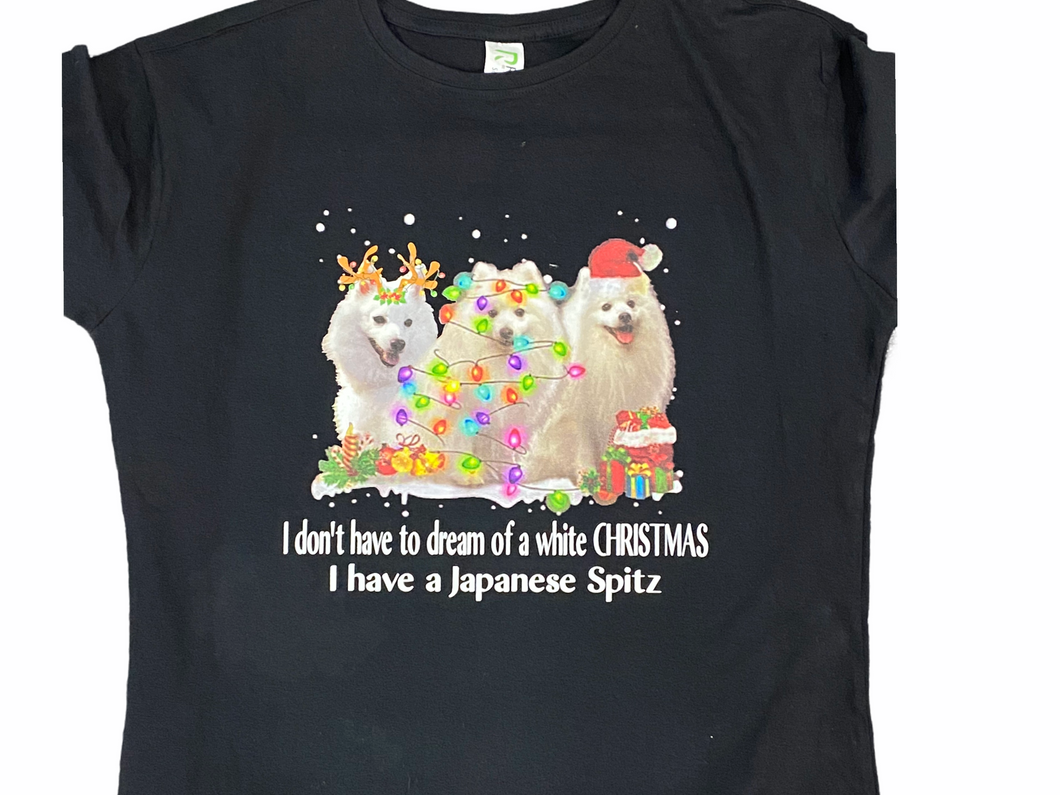 Japanese spitz white Xmas tshirt