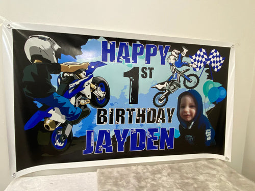 Dirt bike birthday banner/backdrop