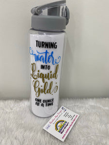 Drink bottle liquid gold water
