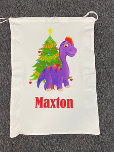 Dinosaur purple Xmas sack