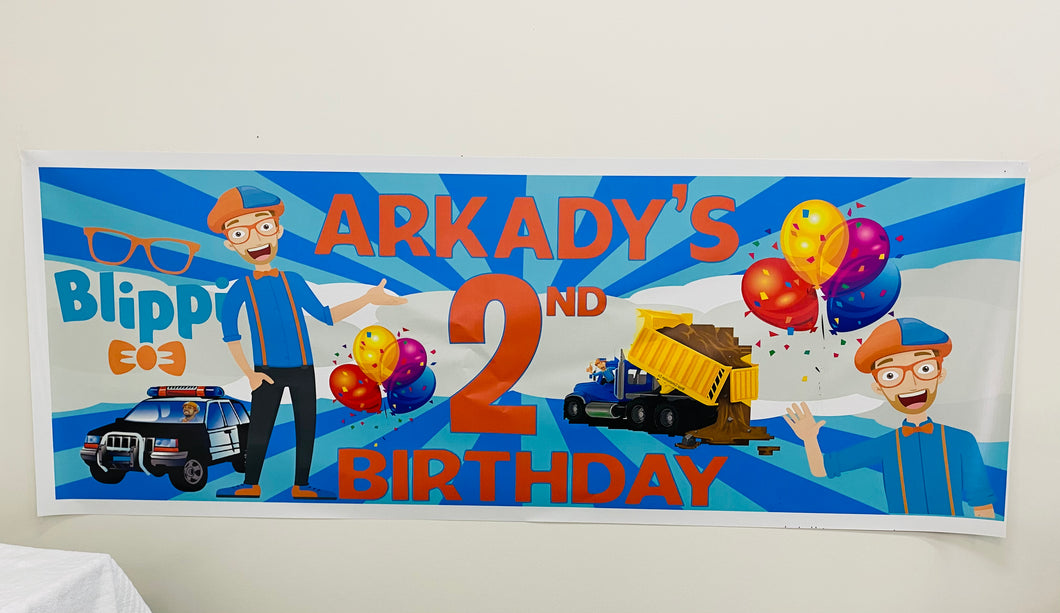 Blippi birthday banner/backdrop