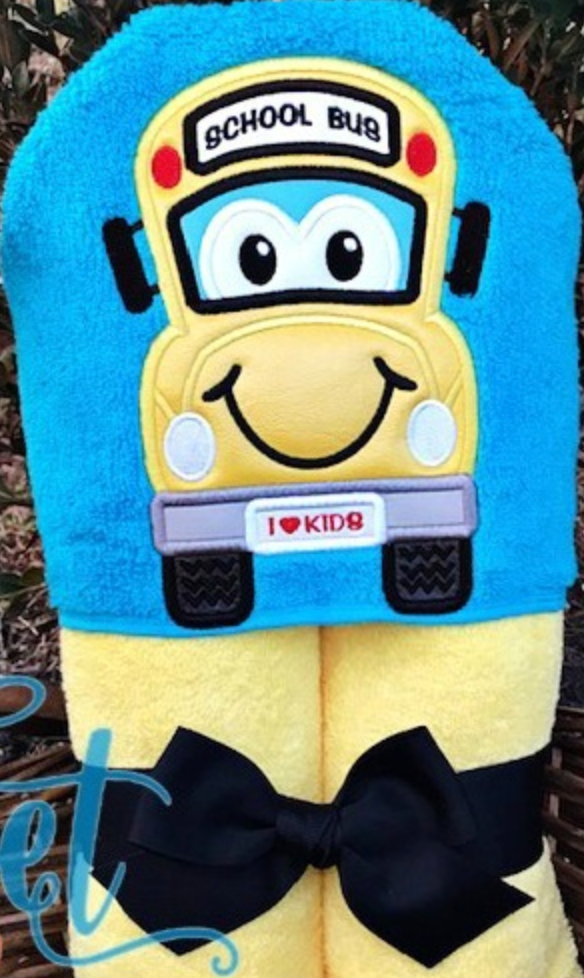 School Bus Hooded Towel