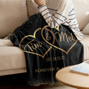 Gold hearts Custom Blanket