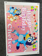 Bluey pink birthday banner/backdrop