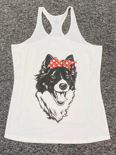 Collie dog with bow singlet