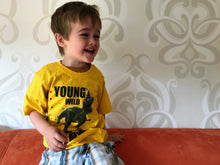 Young wild and three dinosaur birthday tshirt