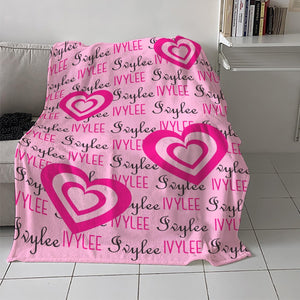 Pink love heart  custom Blanket