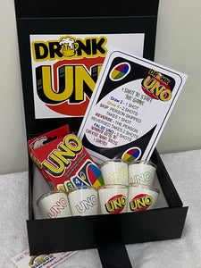 Drunk Uno Rule Card & Box/Shot Glass Design